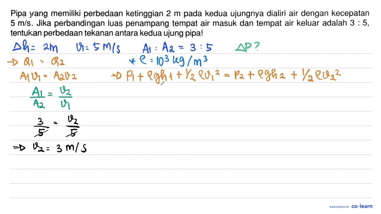 Pipa yang memiliki perbedaan ketinggian 2 m pada kedua