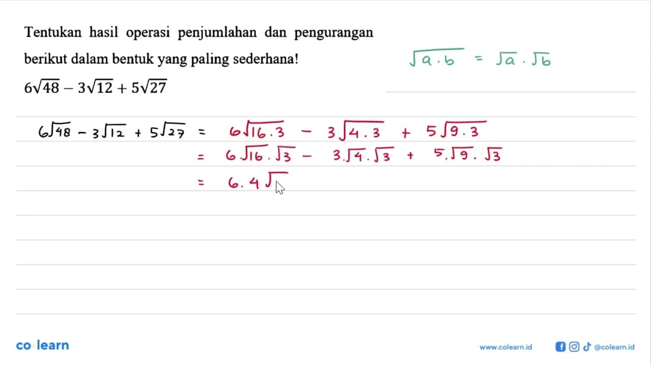 Tentukan hasil operasi penjumlahan dan pengurangan berikut