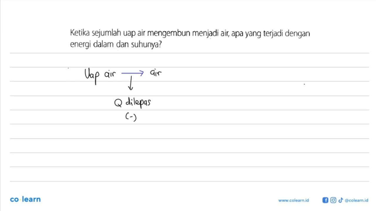 Ketika sejumlah uap air mengembun menjadi air, apa yang