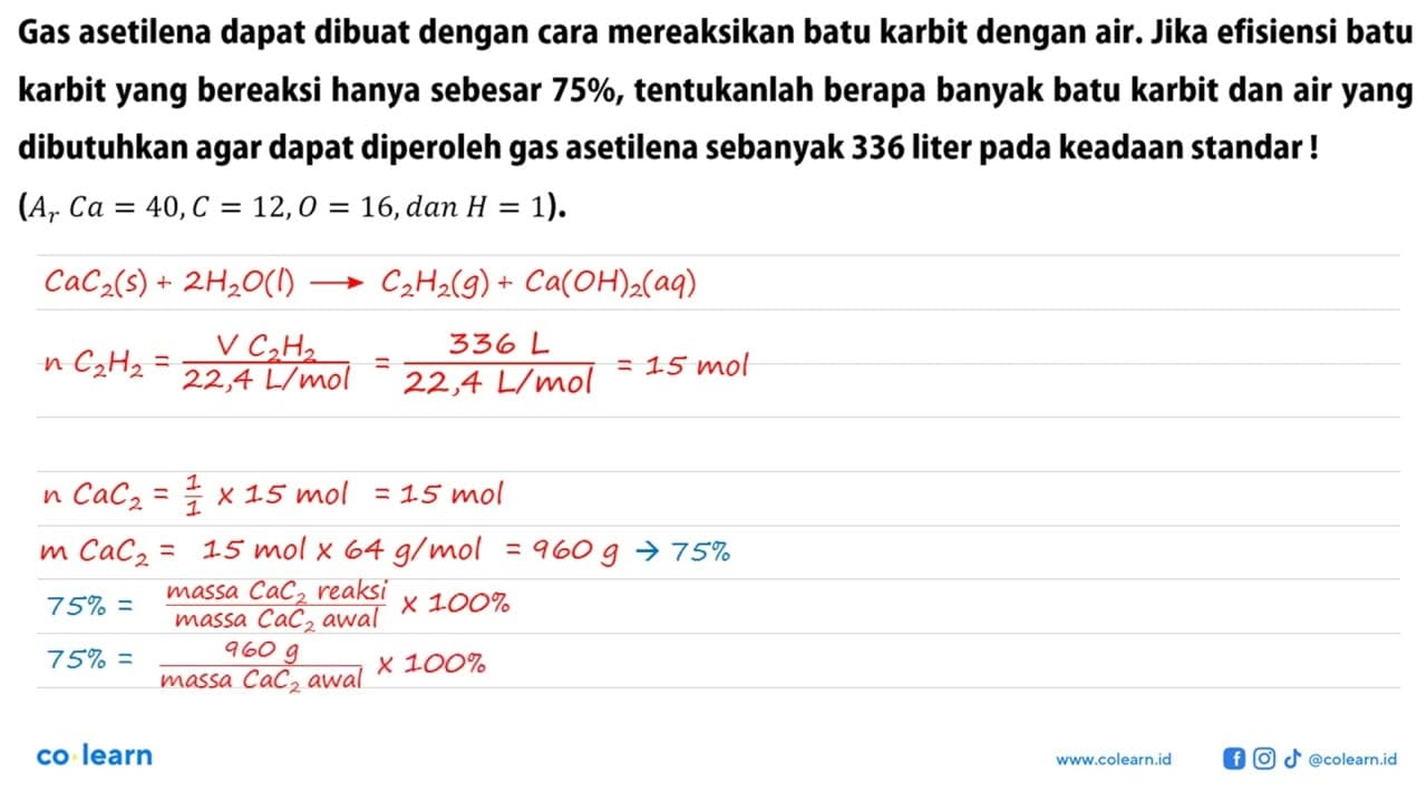 Gas asetilena dapat dibuat dengan cara mereaksikan batu