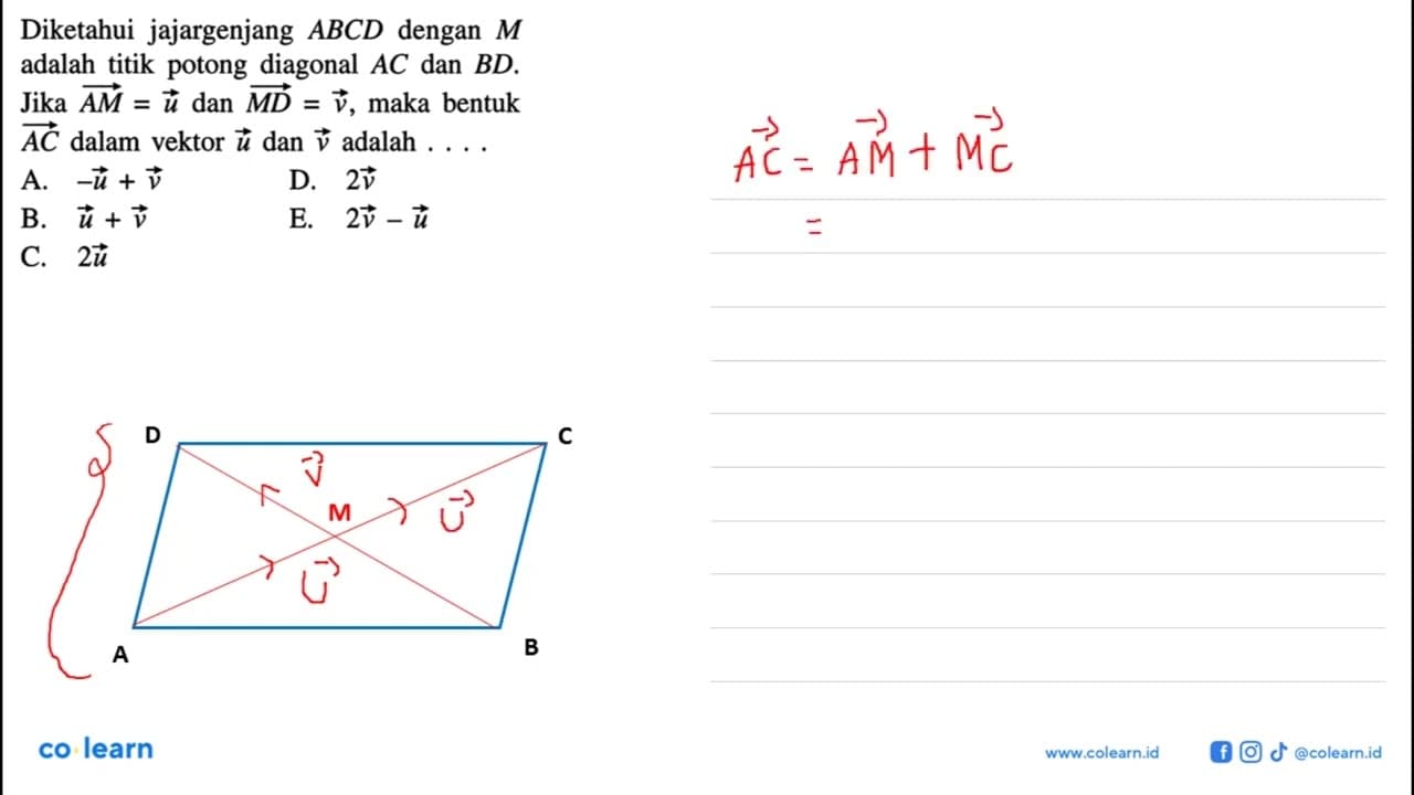 Diketahui jajargenjang ABCD dengan M adalah titik potong