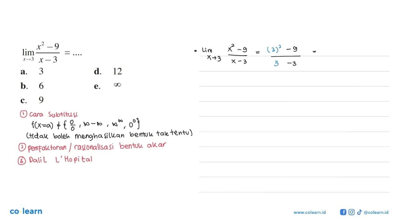 lim x->3 (x^2-9)/(x-3)=....