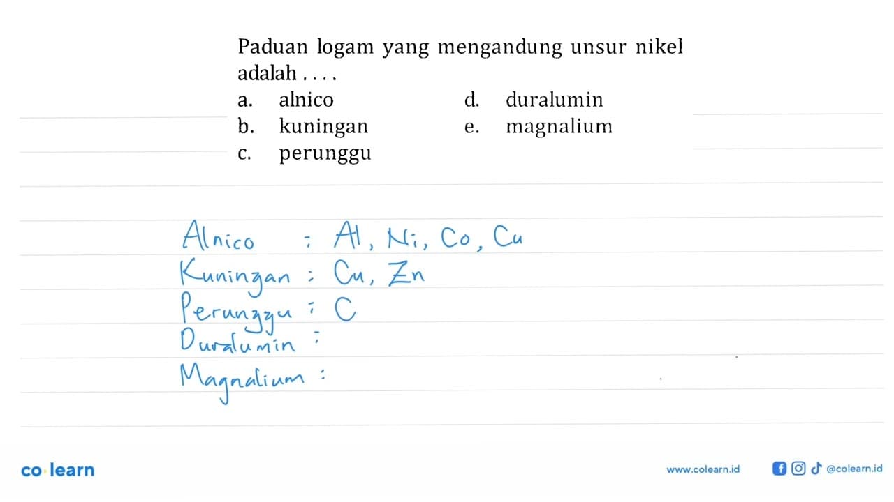 Paduan logam yang mengandung unsur nikel adalah