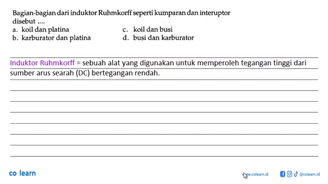 Bagian-bagian dari induktor Ruhmkorff seperti kumparan dan