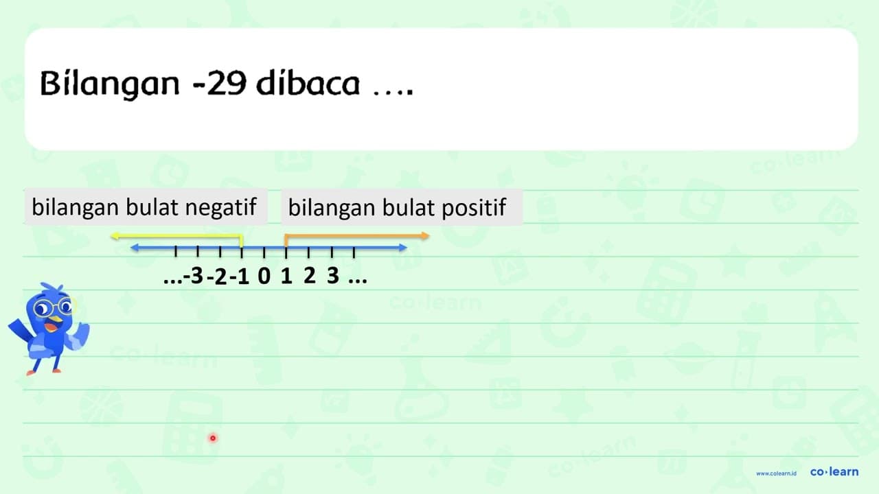 Bilangan -29 dibaca ... .