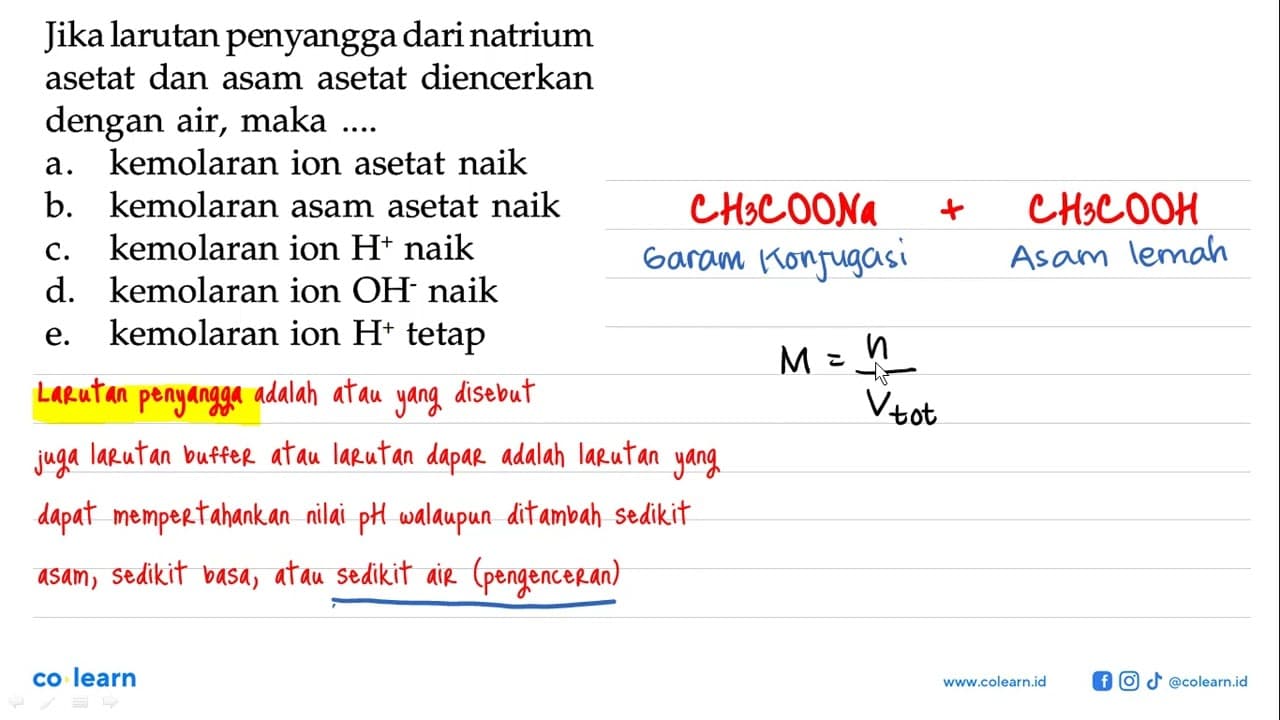 Jika larutan penyangga dari natrium asetat dan asam asetat