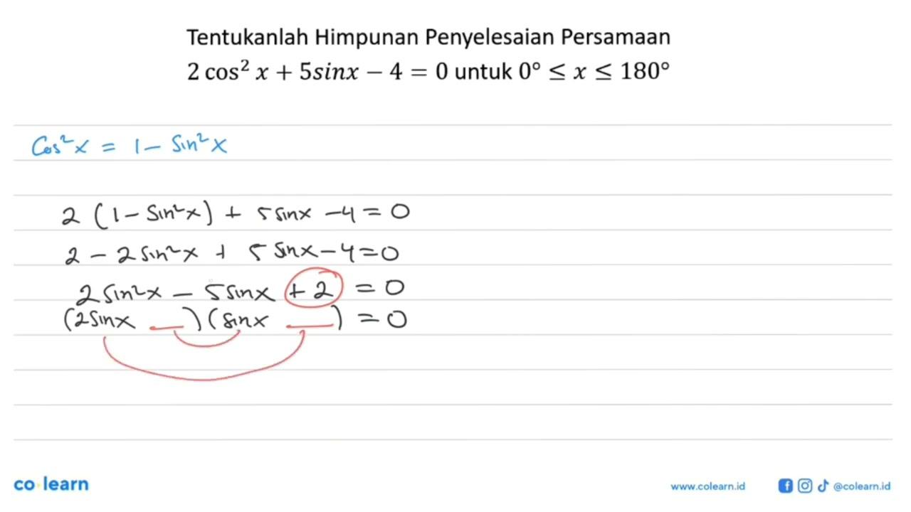 Tentukanlah Himpunan Penyelesaian Persamaan 2 cos^2 x +