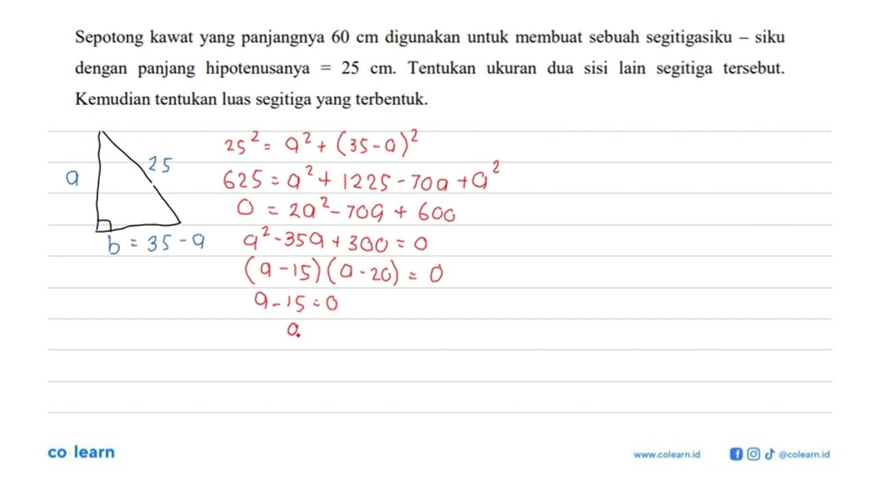 Sepotong kawat yang panjangnya 60 cm digunakan untuk