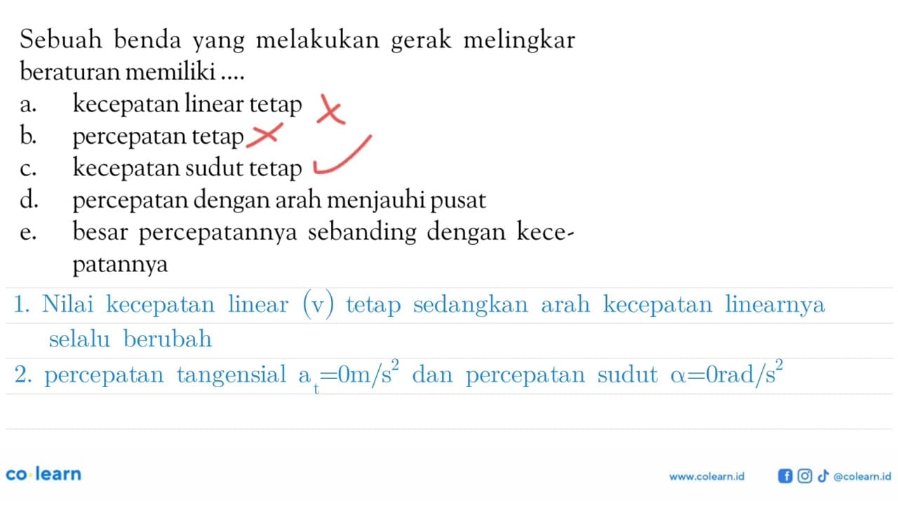 Sebuah benda yang melakukan gerak melingkar beraturan