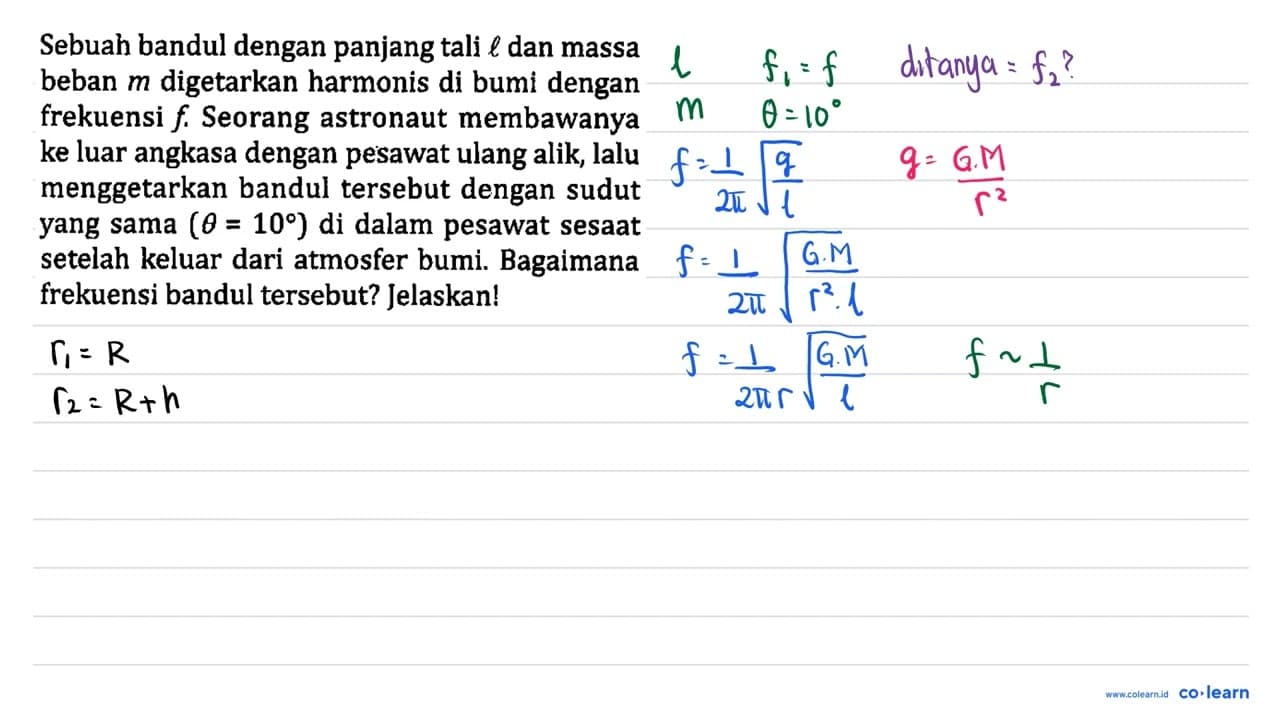 Sebuah bandul dengan panjang tali l dan massa beban m