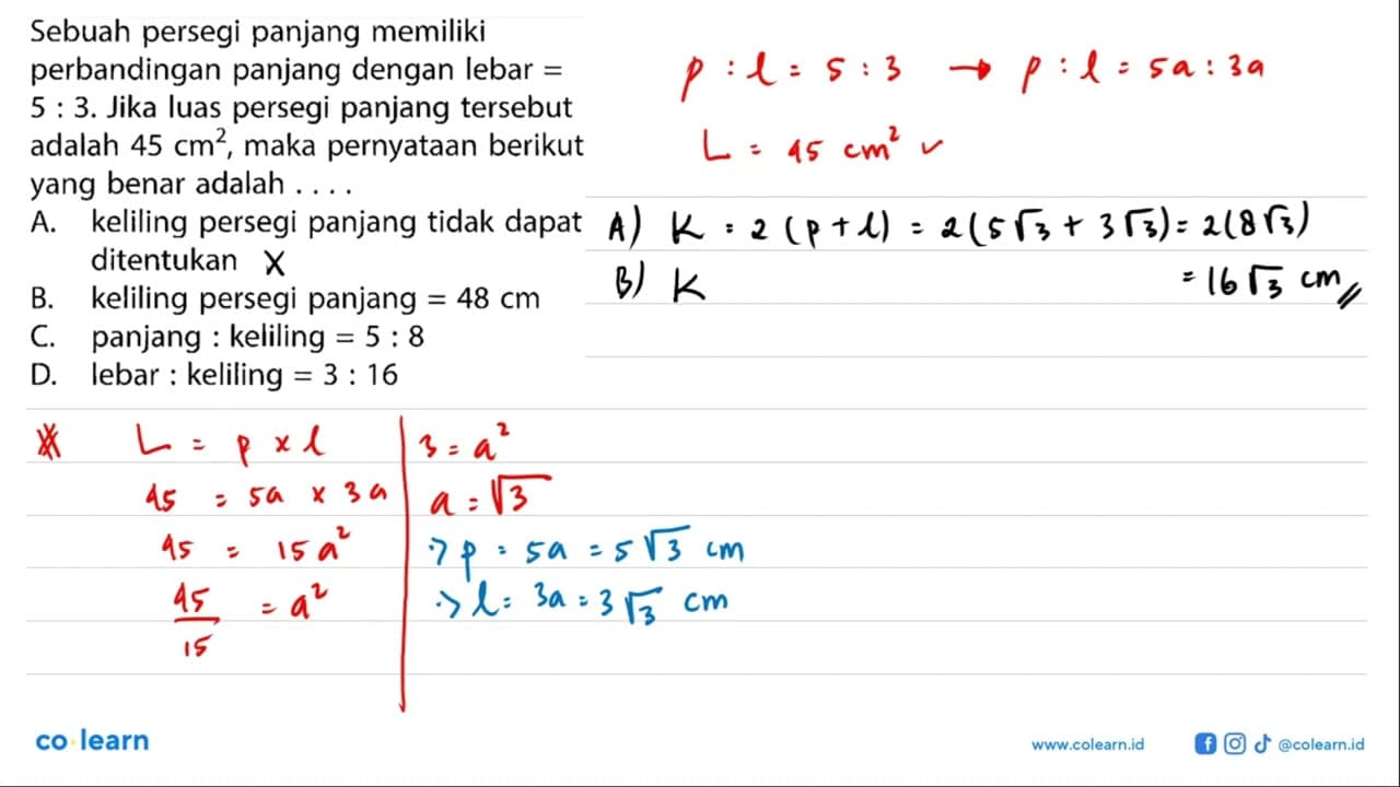 Sebuah persegi panjang memiliki perbandingan panjang dengan