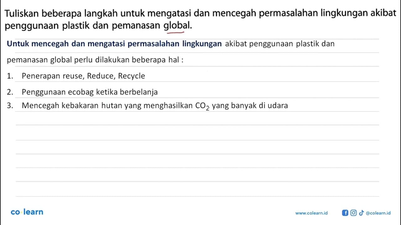 Tuliskan beberapa langkah untuk mengatasi dan mencegah