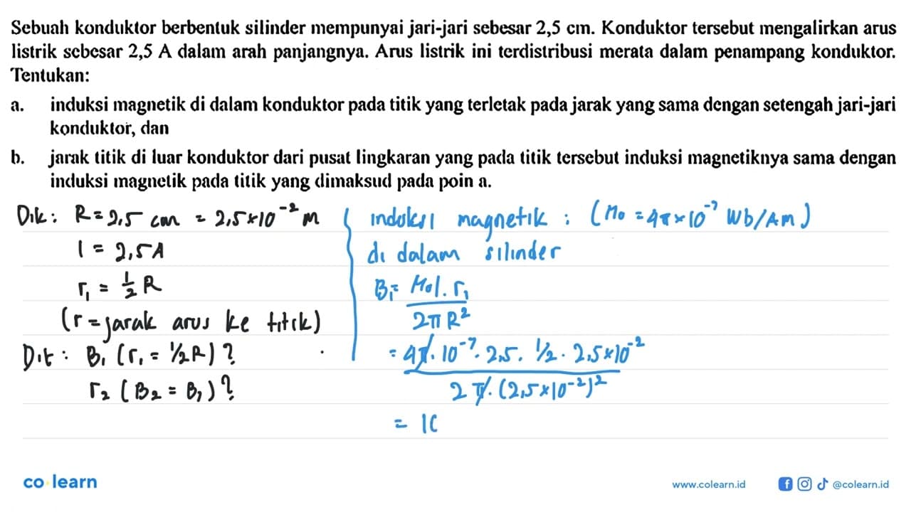 Sebuah konduktor berbentuk silinder mempunyai jari-jari