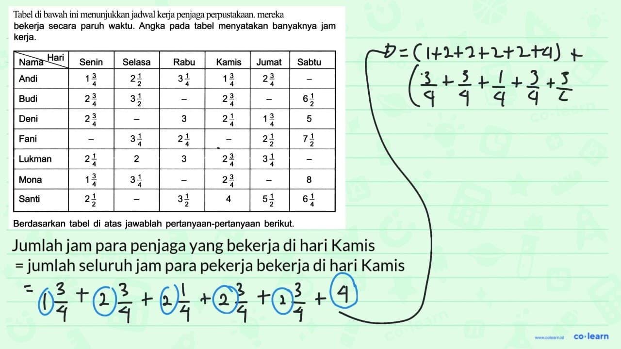 Berapa jam kah para penjaga bekerja pada hari Kamis?