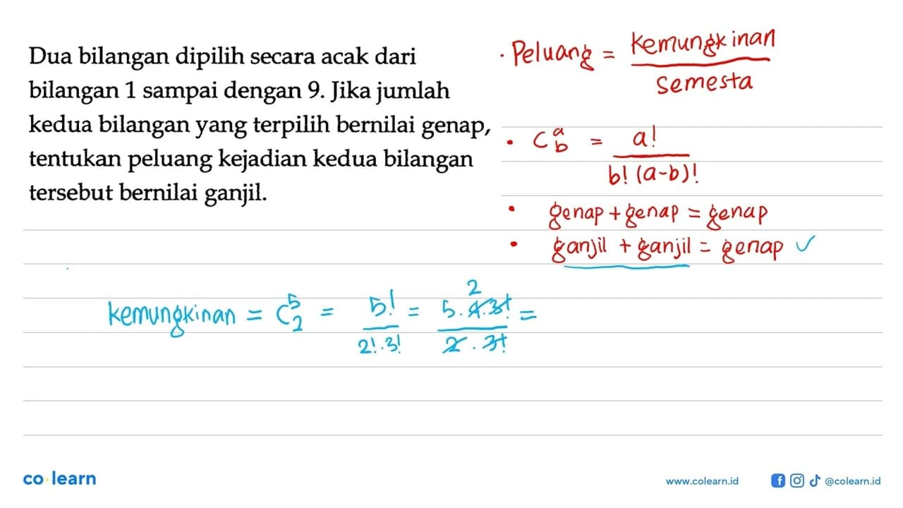 Dua bilangan dipilih secara acak dari bilangan 1 sampai