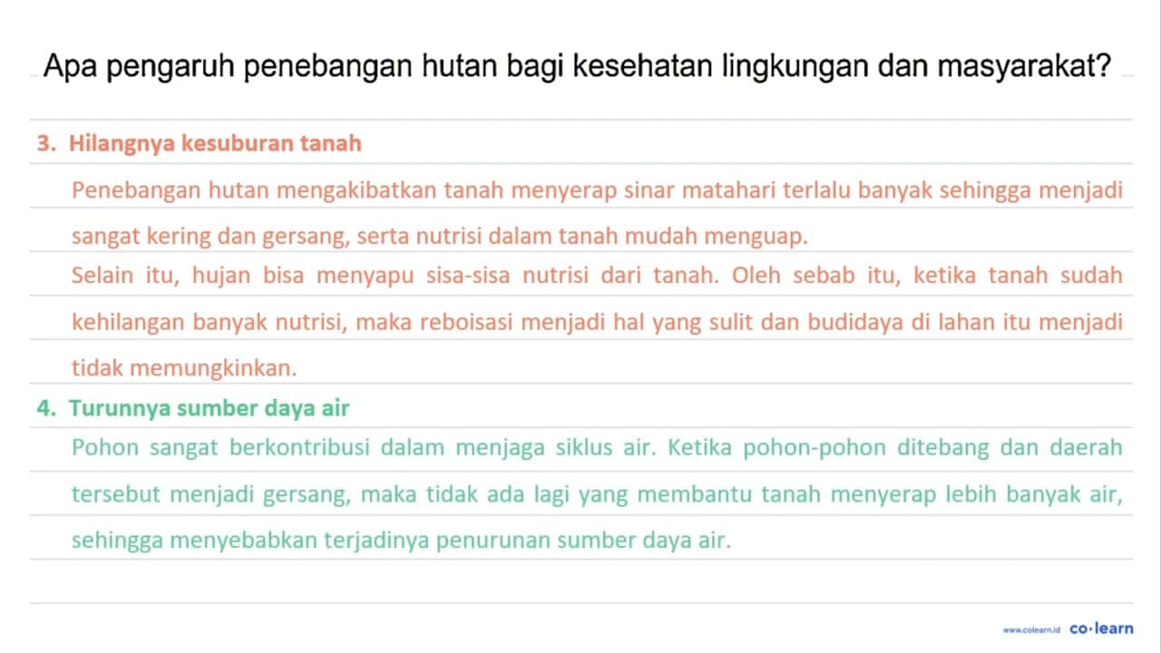 Apa pengaruh penebangan hutan bagi kesehatan lingkungan dan