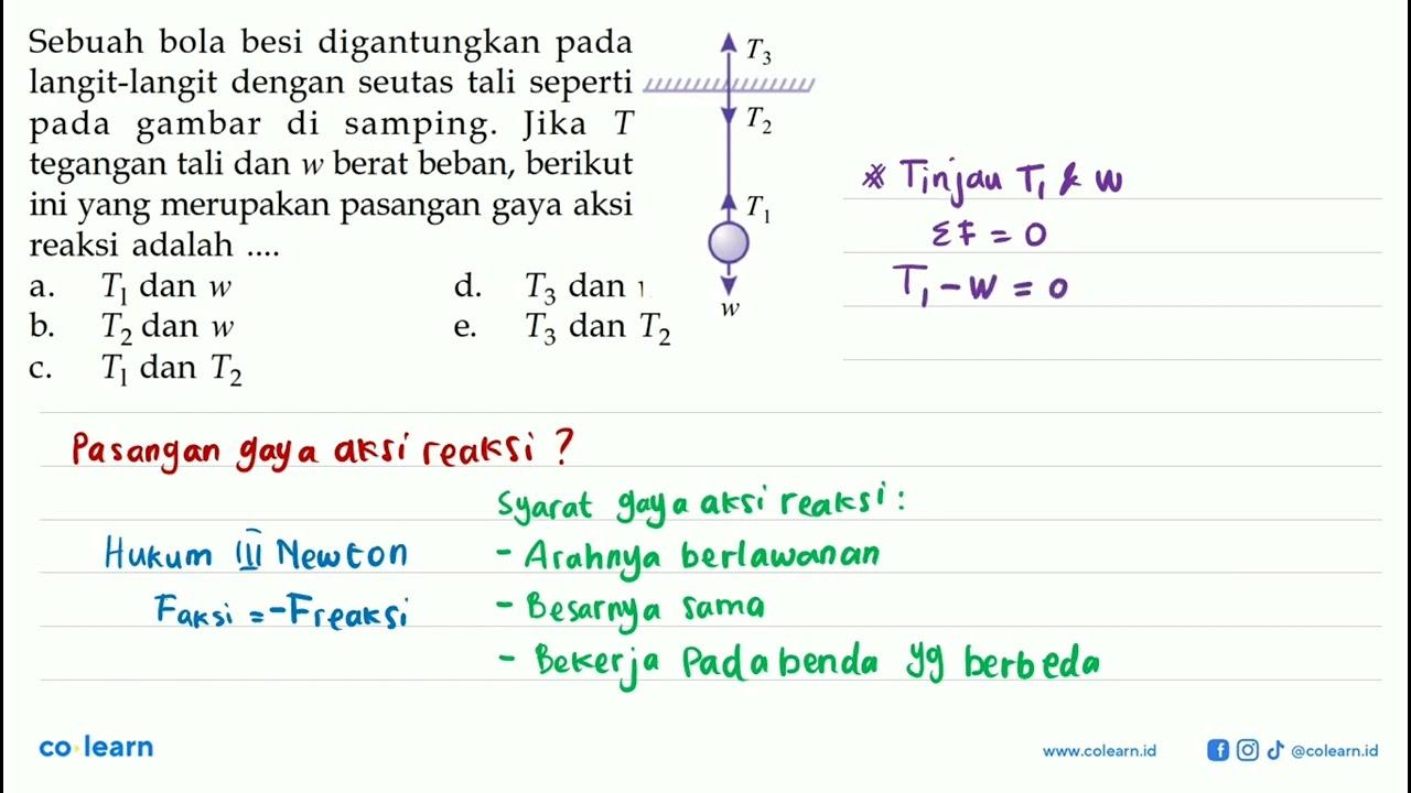 Sebuah bola besi digantungkan pada langit-langit dengan