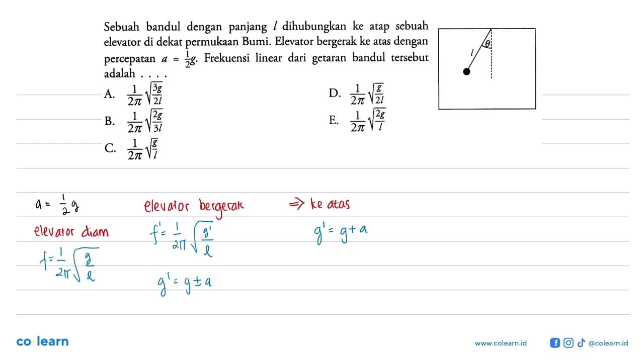 Sebuah bandul dengan panjang l dihubungkan ke atap sebuah