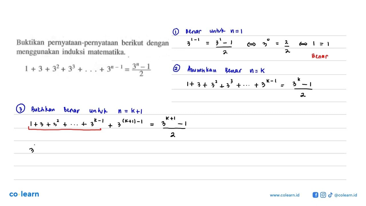 Buktikan pernyataan berikut dengan menggunakan induksi