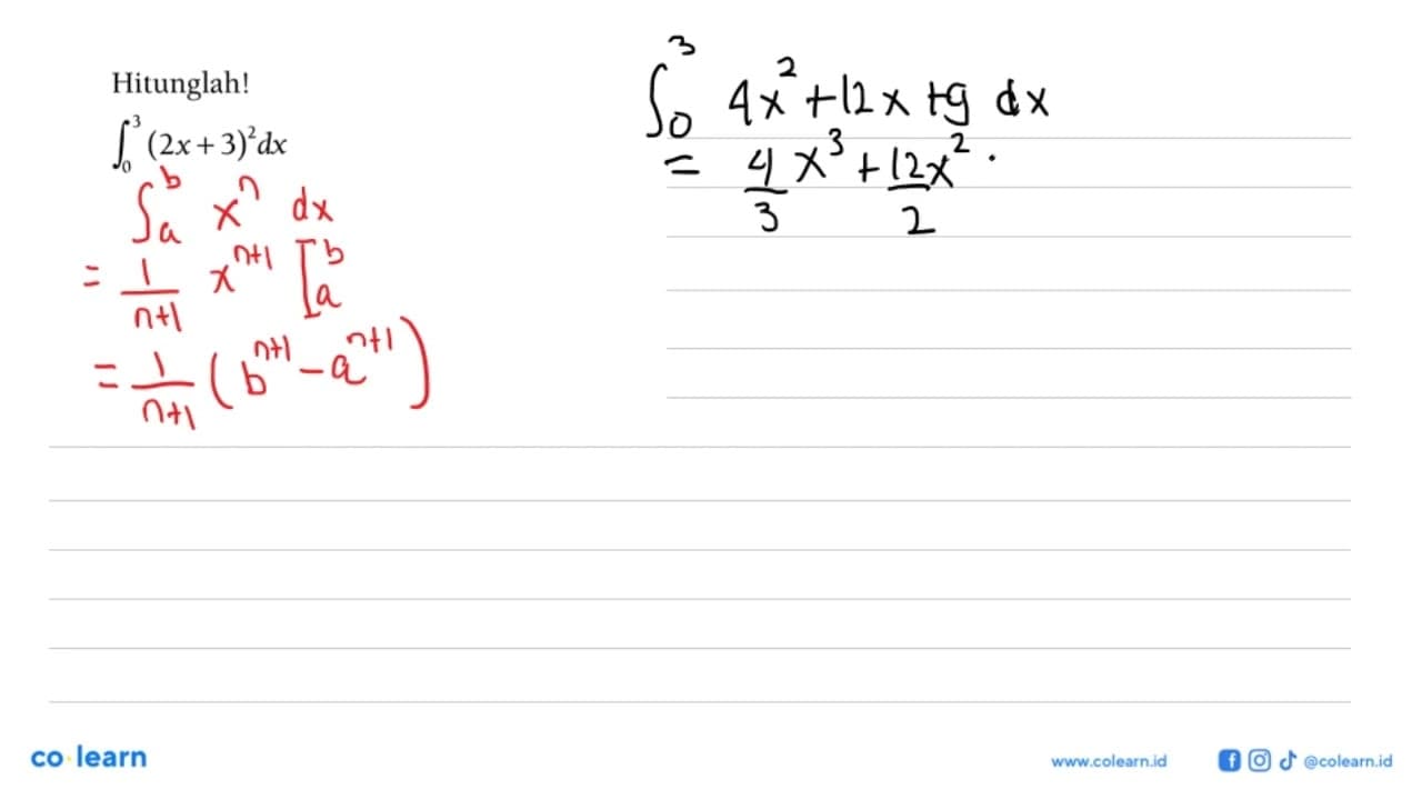 Hitunglah!integral 0 3 (2x+3)^2 dx