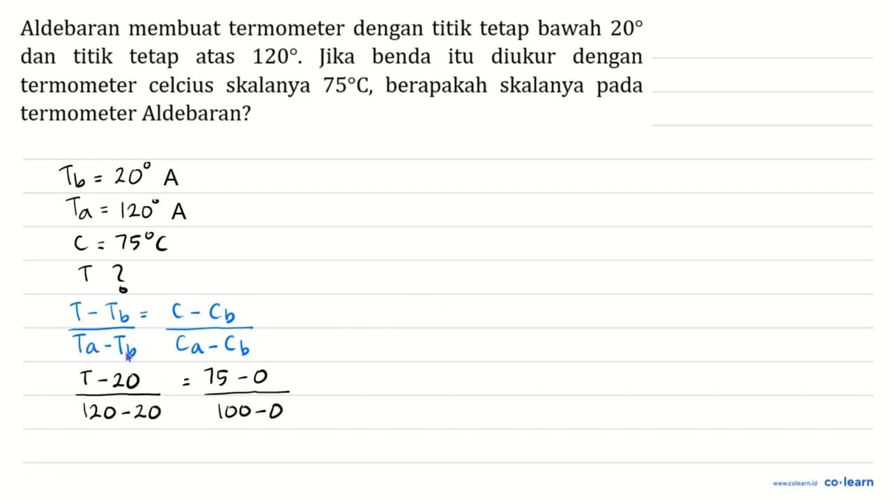 Aldebaran membuat termometer dengan titik tetap bawah 20