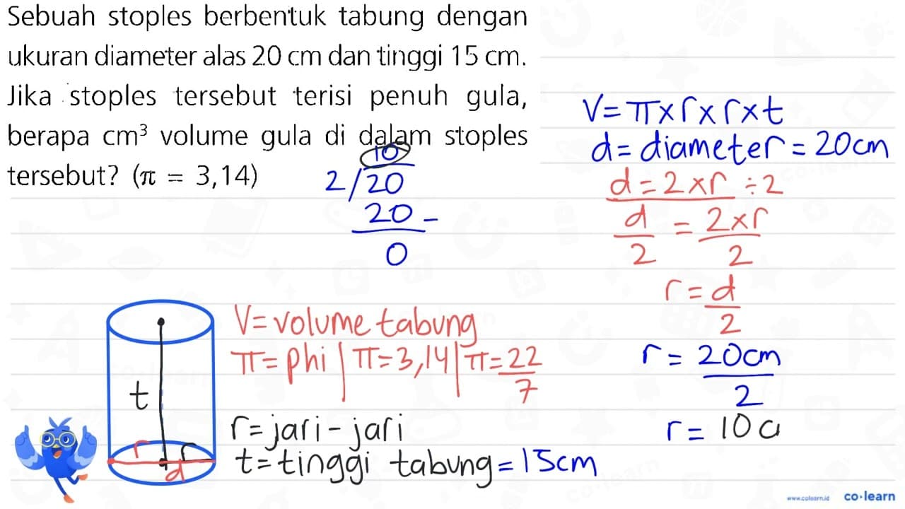 Sebuah stoples berbentuk tabung dengan ukuran diameter alas