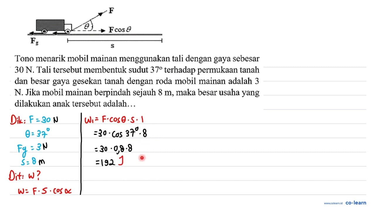 Tono menarik mobil mainan menggunakan tali dengan gaya