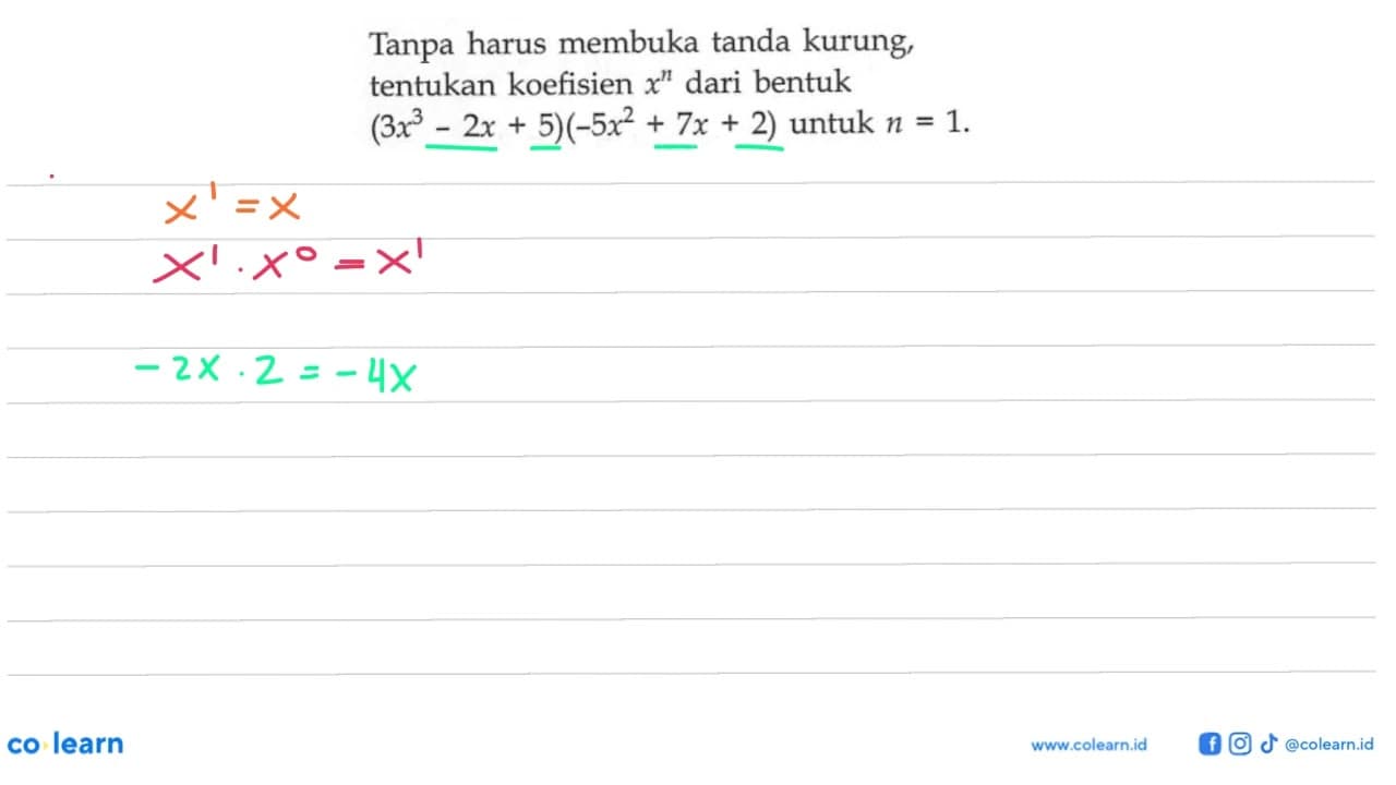 Tanpa harus membuka tanda kurung tentukan koefisien x^n