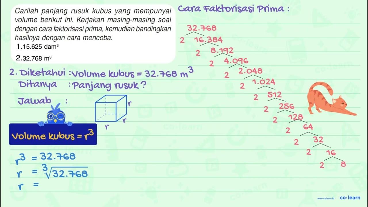 1. 15.625 dam^3 2. 32.768 m^3