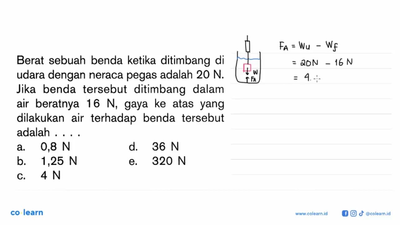 Berat sebuah benda ketika ditimbang di udara dengan neraca