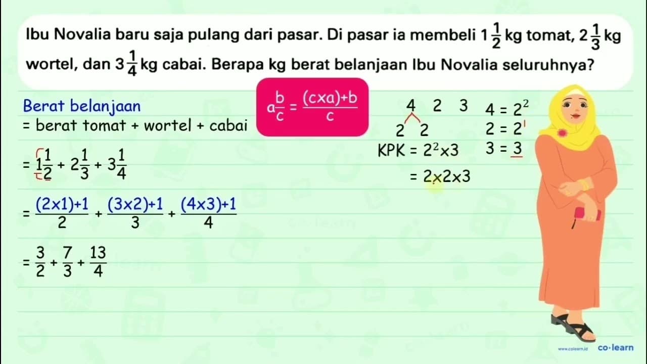 Ibu Novalia baru saja pulang dari pasar. Di pasar ia