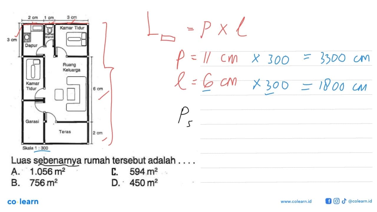 2 cm 1 cm 3 cm 3 cm Dapur Kamar Mandi Kamar Tidur Kamar