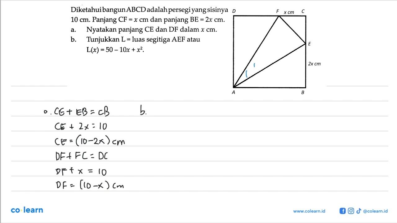 Diketahui bangun ABCD adalah persegi yang sisinya 10 cm.