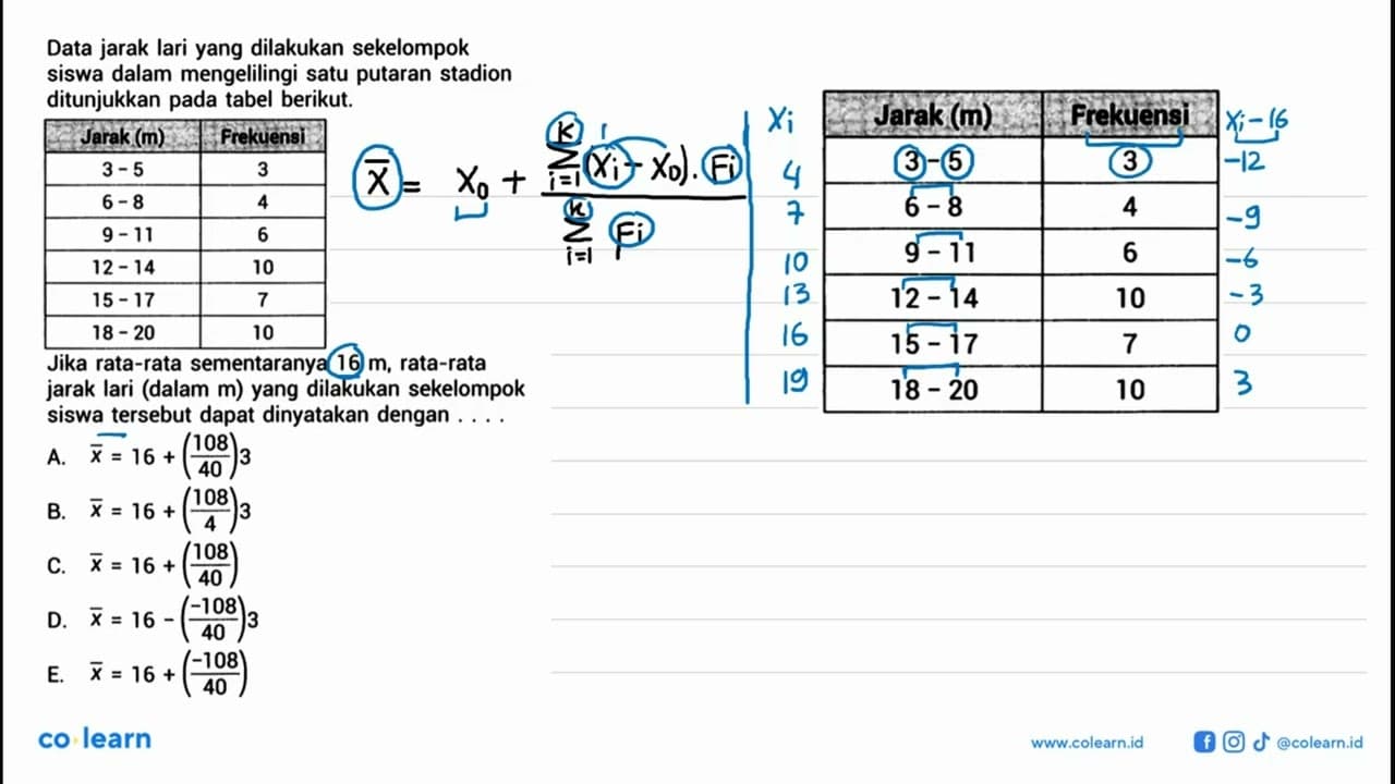 Data jarak lari yang dilakukan sekelompok siswa dalam