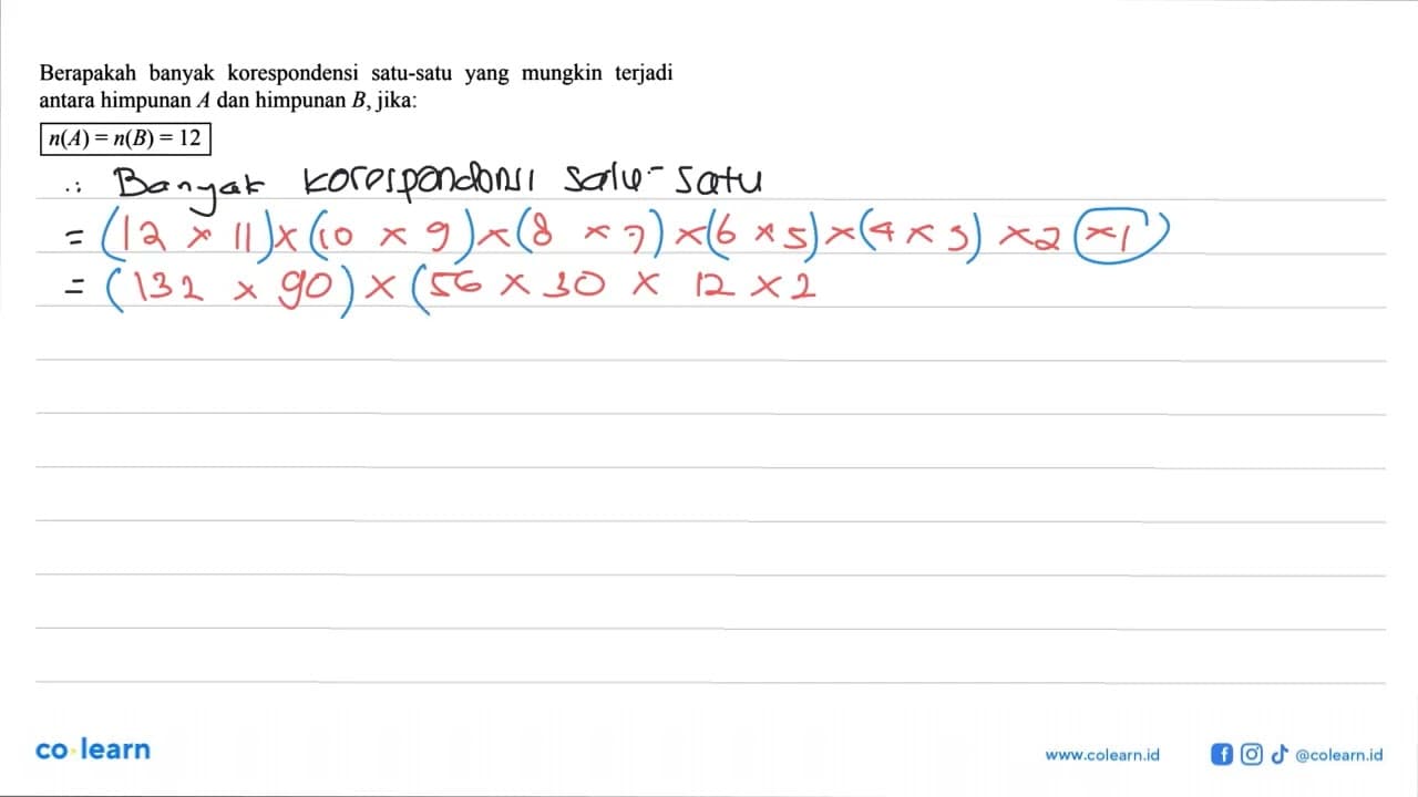 Berapakah banyak korespondensi satu-satu yang mungkin