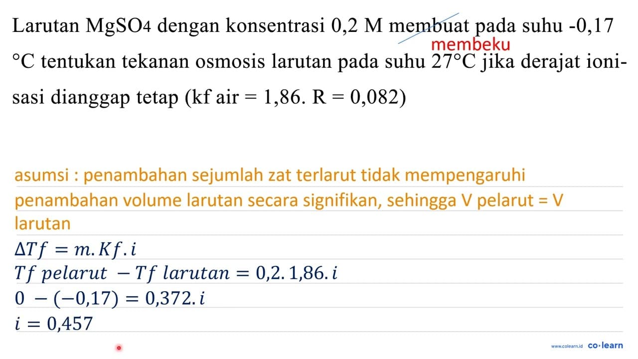 Larutan MgSO 4 dengan konsentrasi 0,2 M membuat pada suhu