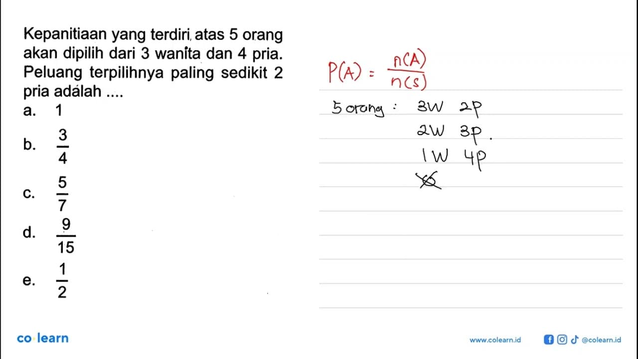 Kepanitiaan yang terdiri atas 5 orang akan dipilih dari 3