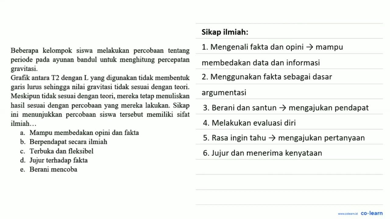 Beberapa kelompok siswa melakukan percobaan tentang periode