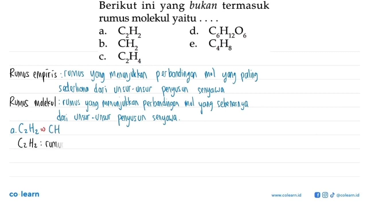 Berikut ini yang bukan termasuk rumus molekul yaitu ....