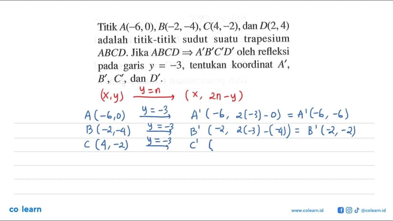 Titik A(-6,0), B(-2,-4), C(4,-2), dan D(2,4) adalah