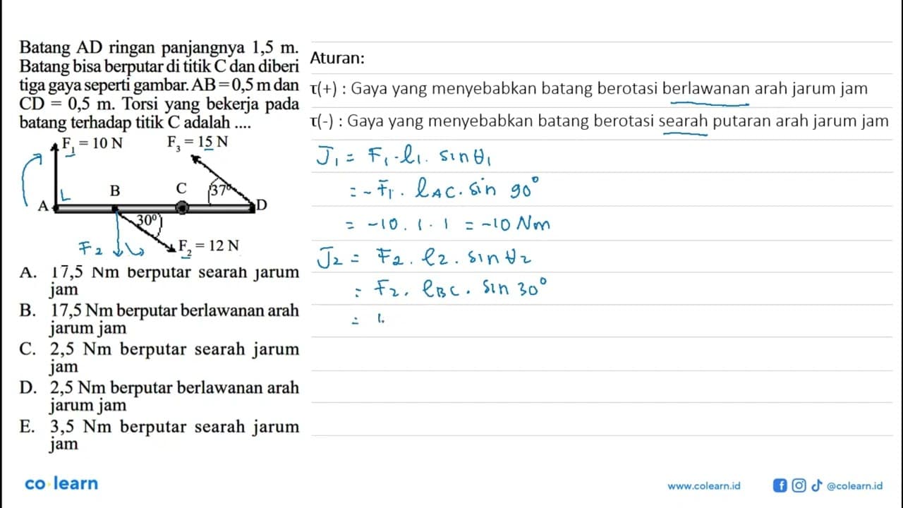 Batang AD ringan panjangnya 1,5 m. Batang bisa berputar di