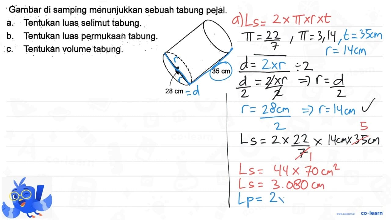 Gambar di samping menunjukkan sebuah tabung pejal. a.