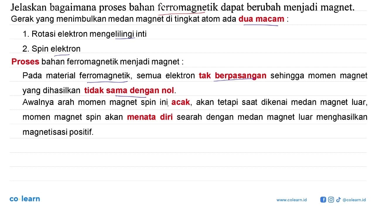 Jelaskan bagaimana proses bahan ferromagnetik dapat berubah