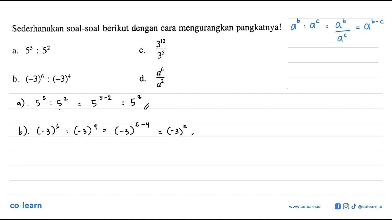 Sederhanakan soal-soal berikut dengan cara mengurangkan