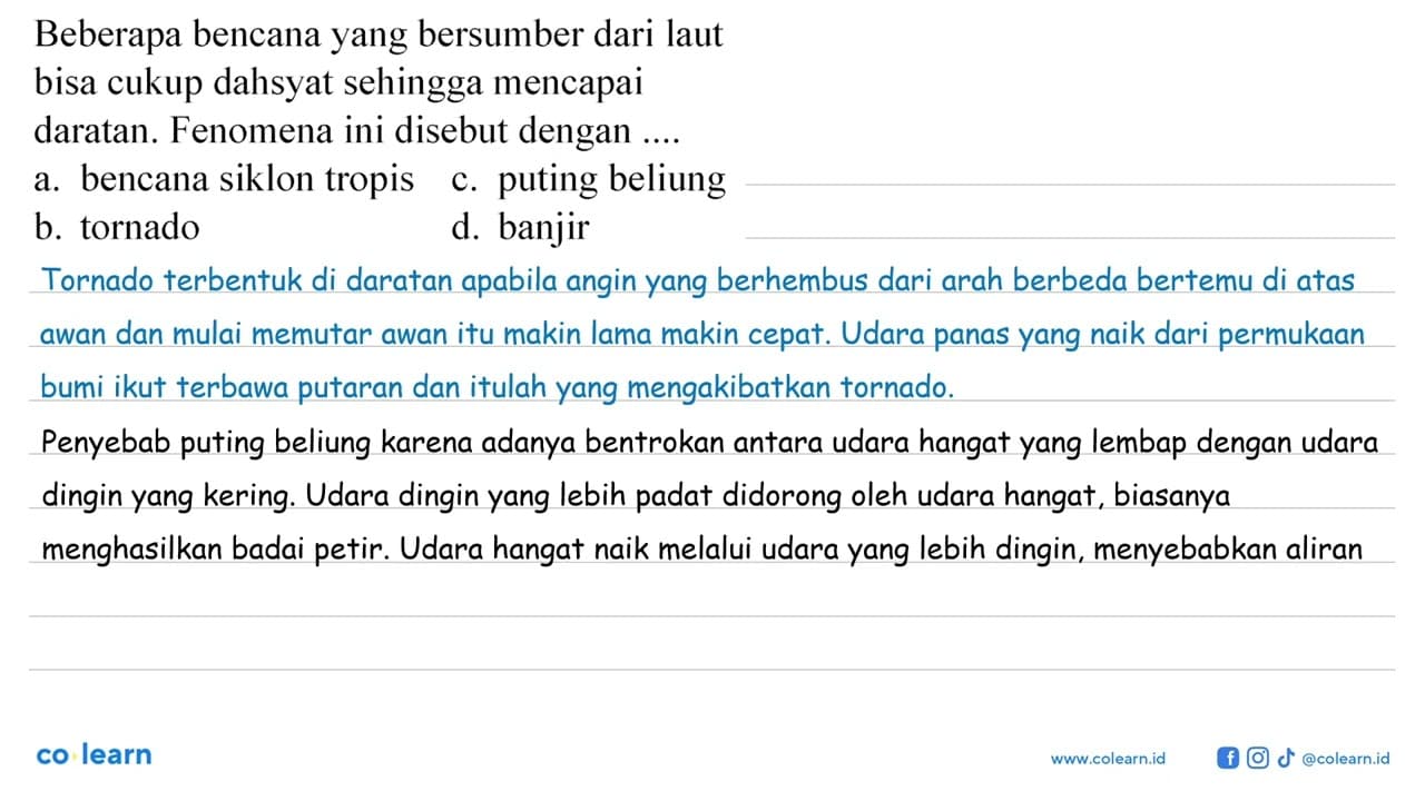 Beberapa bencana yang bersumber dari laut bisa cukup