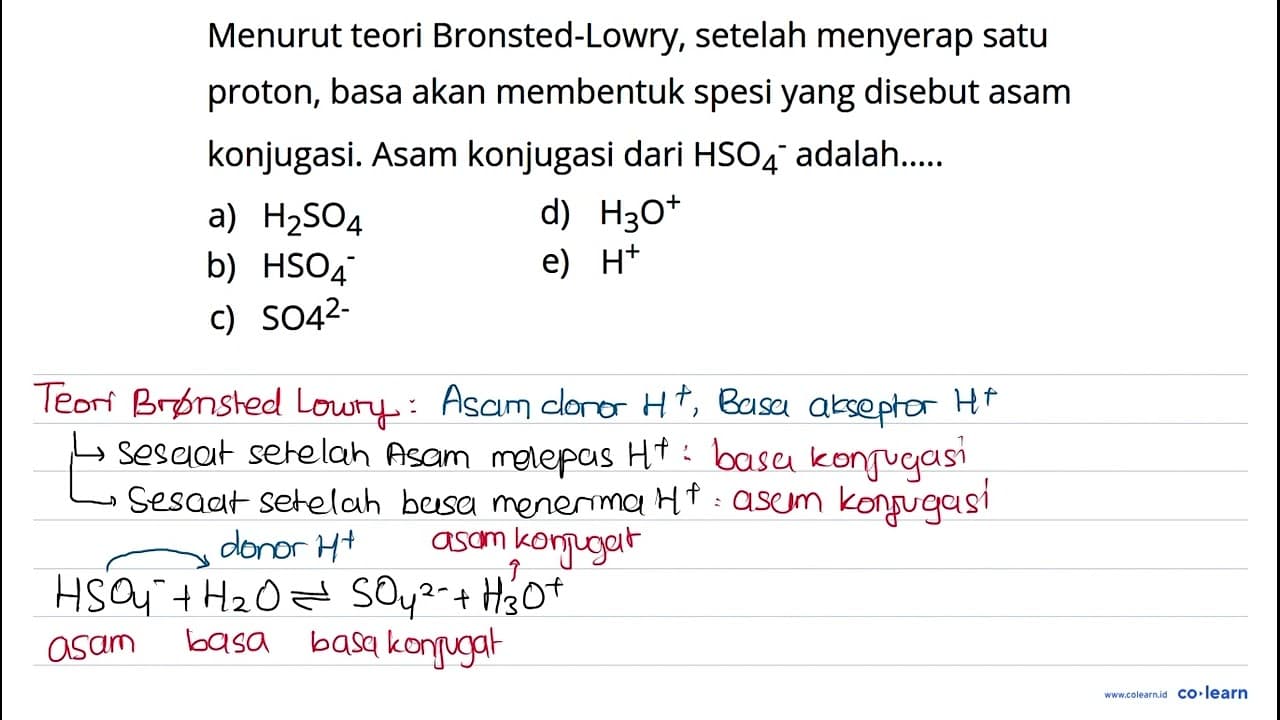 Menurut teori Bronsted-Lowry, setelah menyerap satu proton,