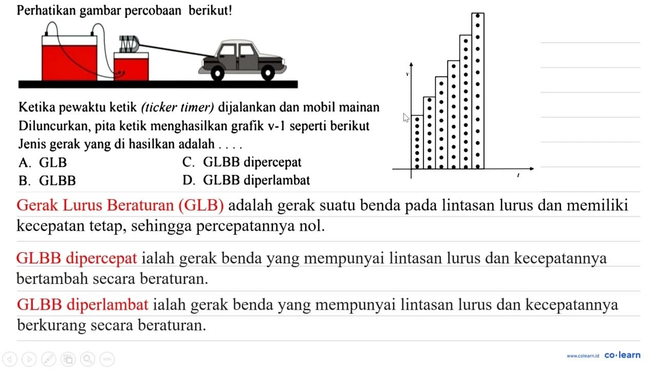 Perhatikan gambar percobaan berikut! Ketika pewaktu ketik