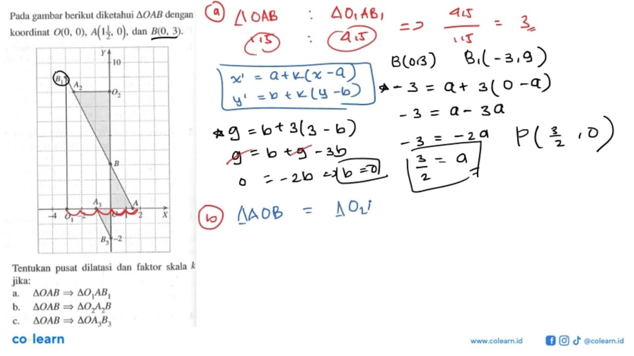 Pada gambar berikut diketahui segitiga OAB dengan koordinat