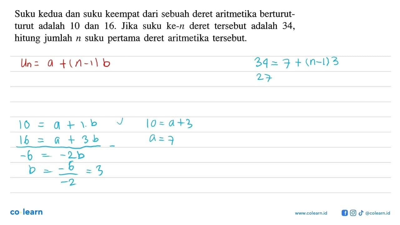 Suku kedua dan suku keempat dari sebuah deret aritmetika