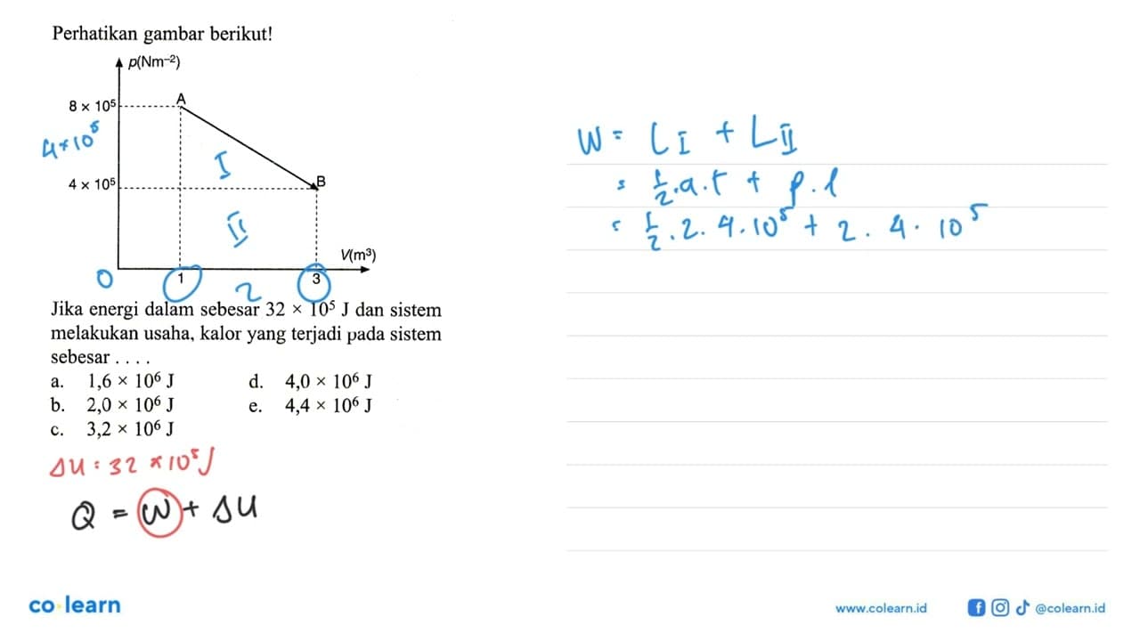 Perhatikan gambar berikut! P(N/m^(-2)) 8x10^5 A 4x10^5 B 1